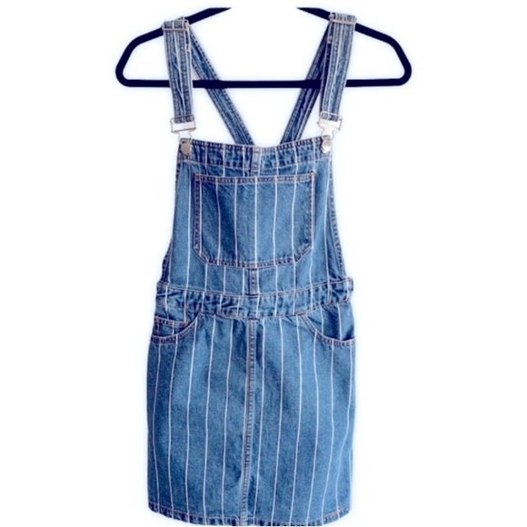Divided Other - Divided Blue Denim Overalls with Pinstripes Sz 8